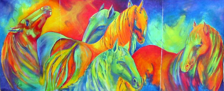 art-paintings-abstract_paintings-horses-red_horses