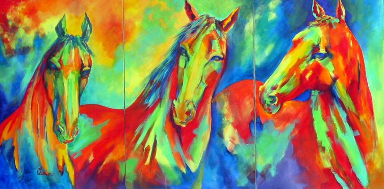 art-paintings-abstract_paintings-horses-triptych