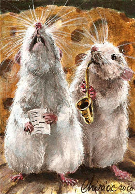 art-paintings-artcards-whimsical-rat-mouse-music-jazz