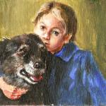 art-paintings-artcards-children-portrait-dog-friends