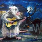 art-paintings-artcards-whimsical-rat-mouse-Halloween-guitar