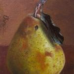 artcard-art-aceo-paintings-fruit-realism-pear-leaf