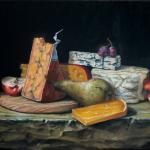 Cheese and fruit still life oil painting