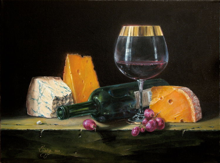 fine_art-still_life-oil_painting-wine_and_cheese