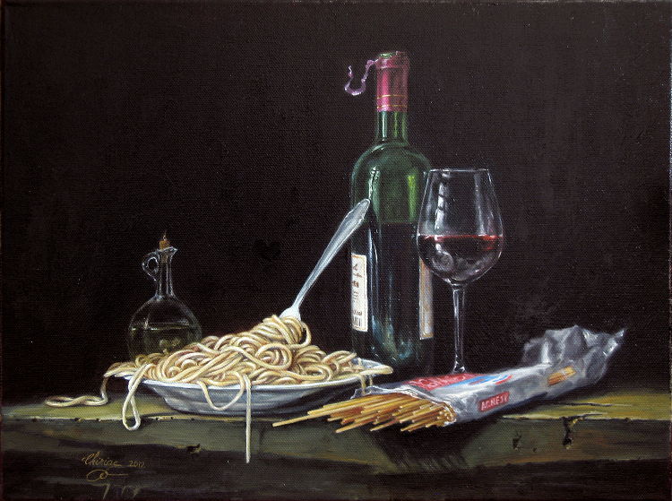 fine_art-still_life-oil_painting-wine_and_spaghetti