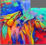 abstract-expressionist-bold-colors-mustangs-triptych-chiriac
