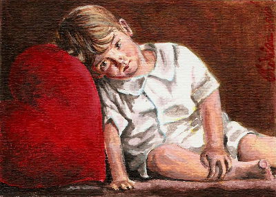 art-paintings-artcard-realism-Valentine-boy-heart