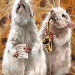 art-paintings-artcards-whimsical-rat-mouse-music-jazz