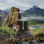Meteora, oil painting landscape