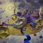 surreal-oil_painting-famous_artists-venetian-mask_platonic-objects_alchemy_PRETIOSISSIMUM_DONUM_DEI
