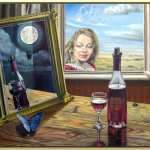 Surreal-oil_painting-woman_portrait-wine-mirror